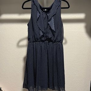 IZ Byer blue polka dot dress large